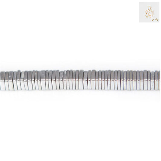 Hematite silver square beads 1x4mm with 0.8mm holes arranged on 39-40cm strand for jewelry making