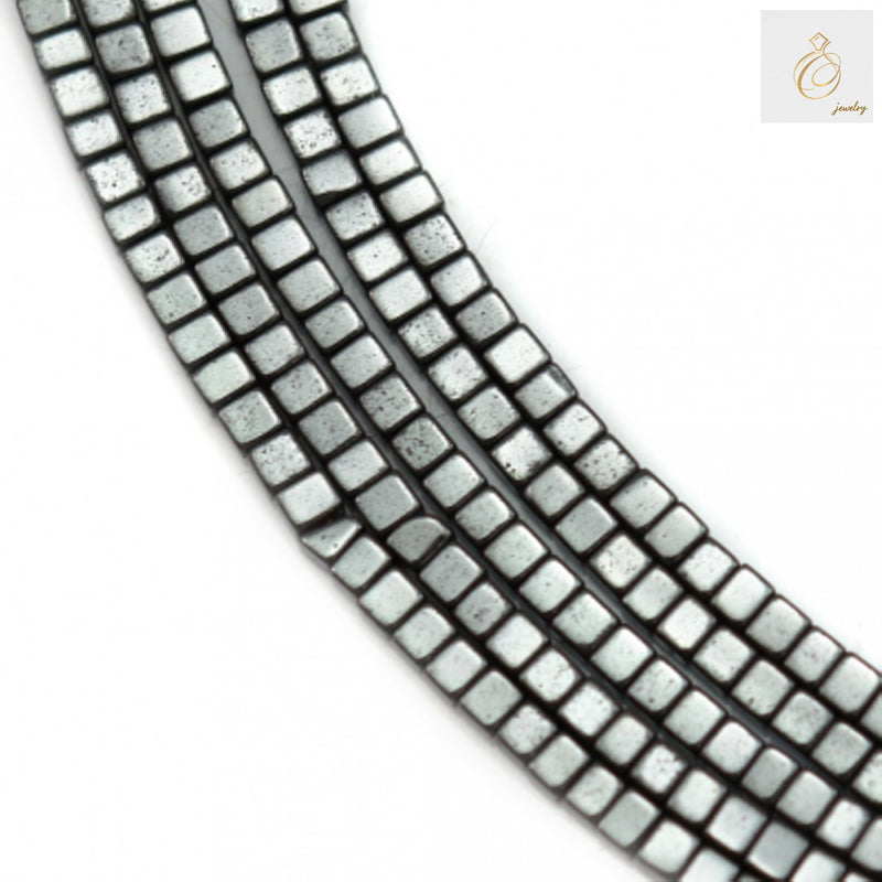 39-40cm strand of 1mm hematite cube beads with 0.6mm holes, perfect for jewelry making