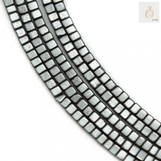 39-40cm strand of 1mm hematite cube beads with 0.6mm holes, perfect for jewelry making