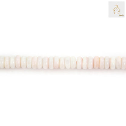 Pink lambi shell heishi beads 2x5mm strand showing natural shell texture and color variation