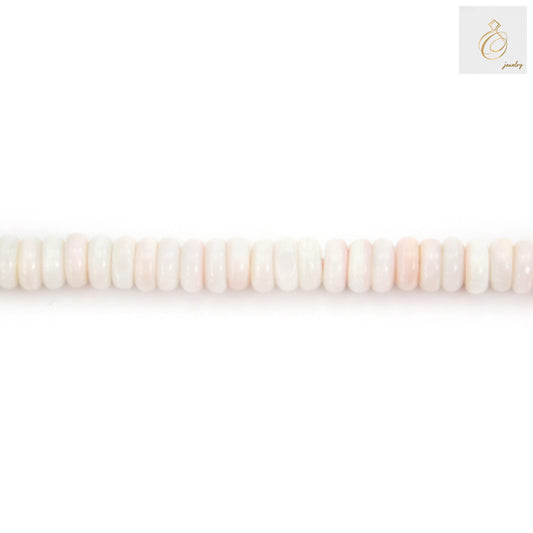 Pink lambi shell heishi beads 2x5mm strand showing natural shell texture and color variation