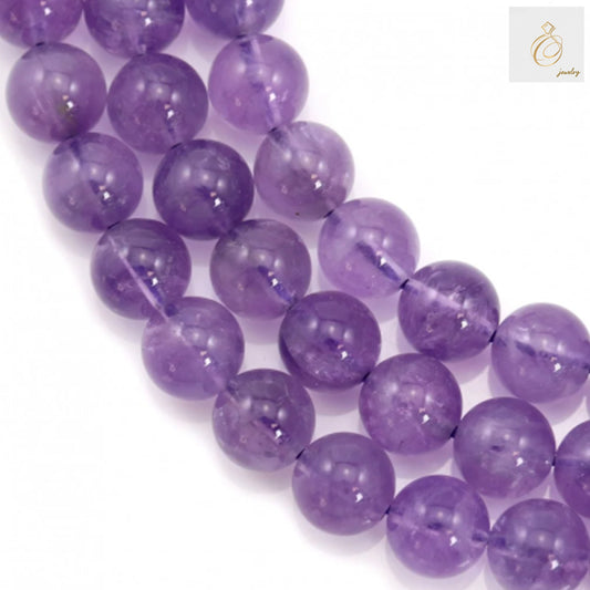 Natural light amethyst round beads 10mm strand display - 39-40cm gemstone jewelry making supplies
