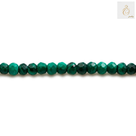 Natural malachite faceted abacus beads 2.5x3mm on 39cm strand