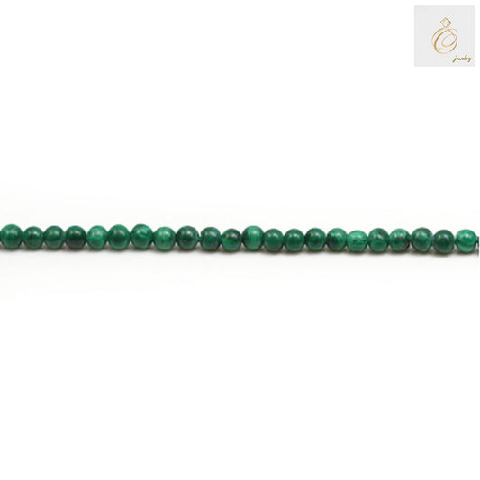 Natural malachite round beads 2mm on 39cm strand showing green patterns"
"Close-up of 2mm malachite gemstone beads with distinctive green swirls"
"Strand of natural malachite round beads for jewelry making