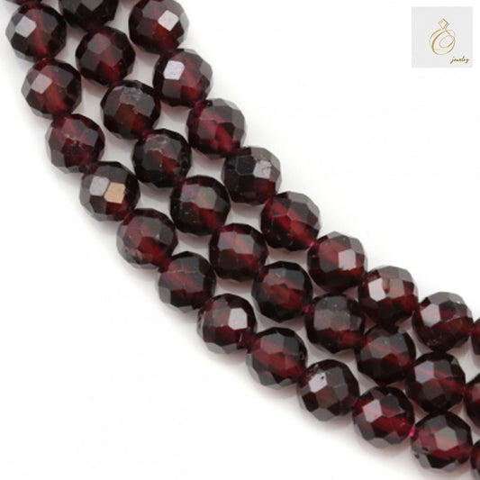 Natural garnet beads 4mm round faceted gemstone strand"
"Deep red garnet beads for jewelry making, 4mm diameter