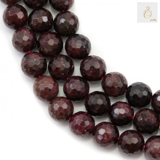 Natural garnet beads 8mm faceted round gemstones on white background"
"Red garnet gemstone beads strand showing sparkly faceted surface"
"Close-up of 8mm natural garnet beads with consistent round shape