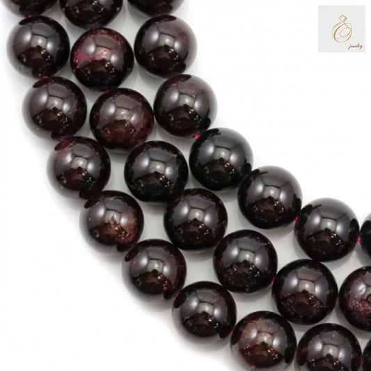 Natural garnet beads strand with 33 round 12mm gemstones for jewelry making
