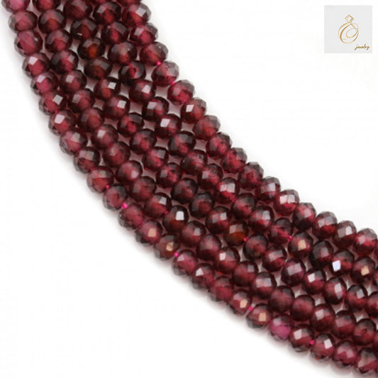Natural garnet faceted abacus beads strand 2x3mm for jewelry making"
"Red garnet gemstone beads with faceted cut, 183 pieces per strand