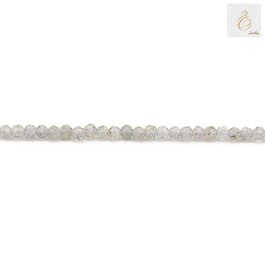 Natural labradorite beads strand with faceted round 2mm gemstones"
"Faceted labradorite beads 2mm round with flash and natural color variations"
"Premium natural labradorite gemstone beads for jewelry making crafts"
"Close-up of natural labradorite beads showing faceted surface and natural flash
