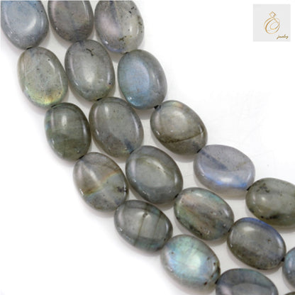 Natural labradorite beads oval 6x8mm showing beautiful blue-green flash"
"Strand of 50 natural labradorite oval beads for jewelry making