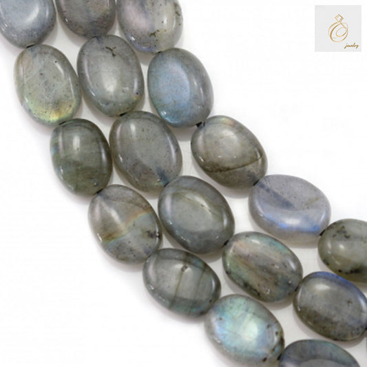 Natural labradorite beads strand, oval shaped 8x10mm gemstone beads with iridescent flash"