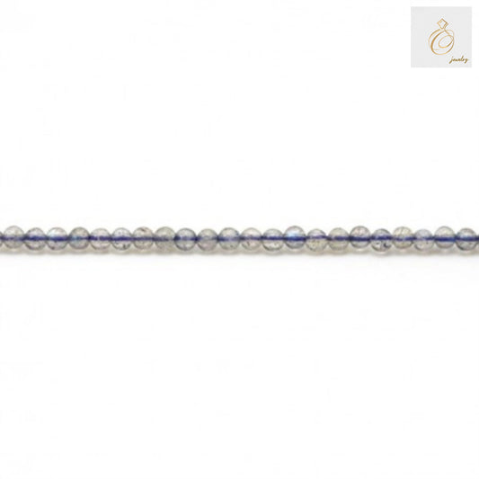 Natural labradorite round beads strand, 2mm diameter with iridescent blue and green flash"
"Close-up of natural labradorite gemstone beads showing characteristic color play"
"Strand of 178 natural labradorite round beads for jewelry making
