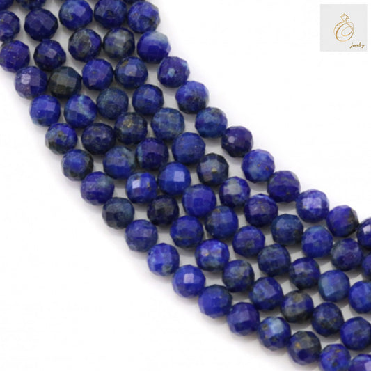 Natural lapis lazuli beads 3mm faceted round gemstone strand"
"Blue lapis lazuli jewelry making beads with golden pyrite flecks