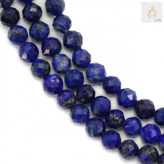 Natural lapis lazuli beads 4mm faceted round gemstone strand"
"Blue lapis lazuli jewelry making beads with golden pyrite flecks