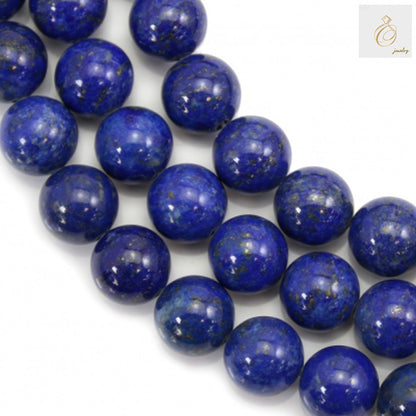 Natural lapis lazuli round beads 12mm diameter strand"
"Blue lapis lazuli gemstone beads for jewelry making