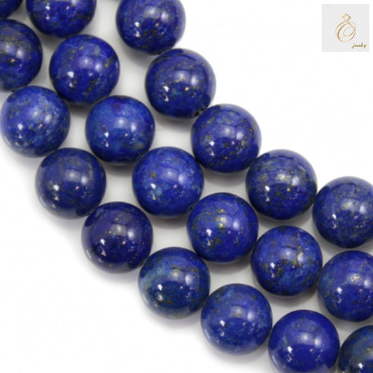 Natural lapis lazuli round beads 12mm diameter strand"
"Blue lapis lazuli gemstone beads for jewelry making
