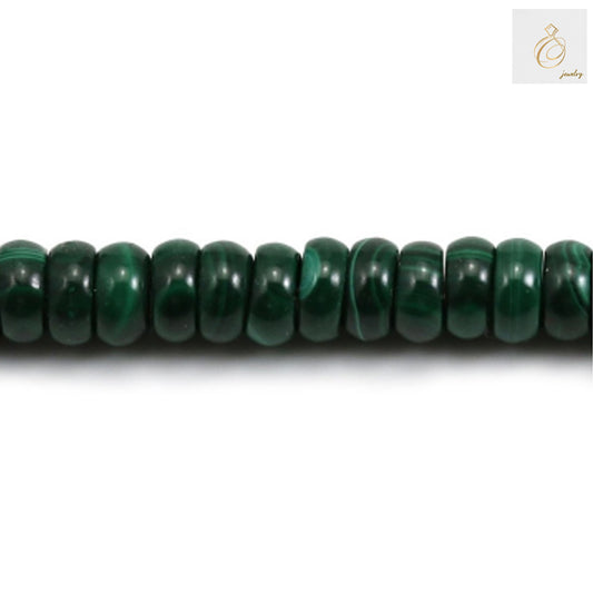 Natural malachite abacus beads strand showing green gemstone beads in 4x6mm size