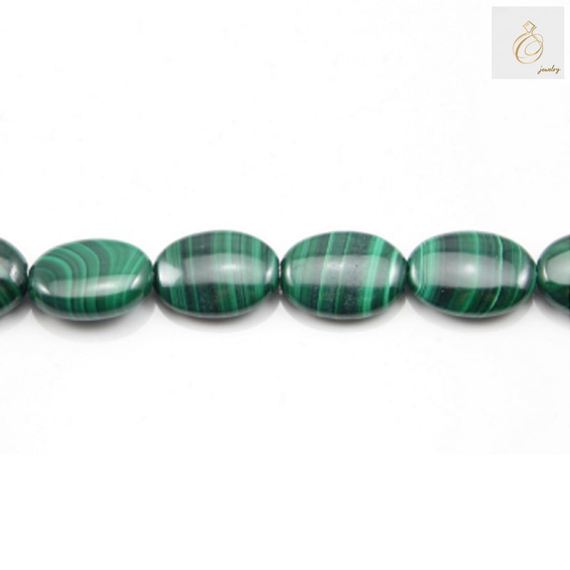 Natural malachite beads strand showing oval 8x12mm green stone beads with distinctive banded patterns"
"Close-up of natural malachite oval beads 8x12mm displaying vibrant green color and unique patterns"
"Malachite jewelry making beads arranged in strand, oval shape 8x12mm with 1mm holes