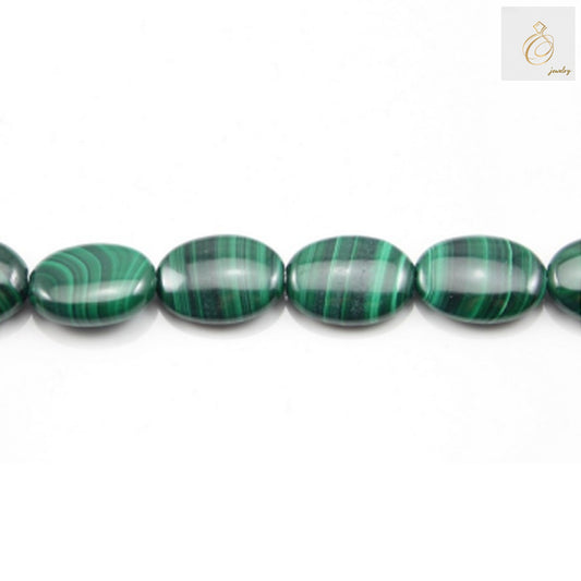 Natural malachite beads strand showing oval 8x12mm green stone beads with distinctive banded patterns"
"Close-up of natural malachite oval beads 8x12mm displaying vibrant green color and unique patterns"
"Malachite jewelry making beads arranged in strand, oval shape 8x12mm with 1mm holes