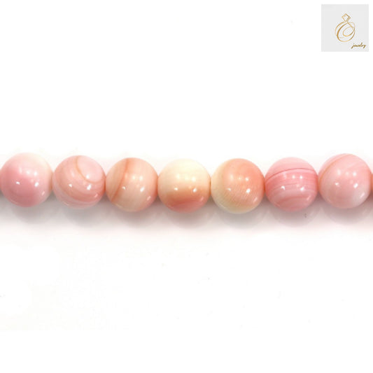 Natural pink mother of pearl shell beads strand, 8mm round beads with lustrous finish for jewelry making