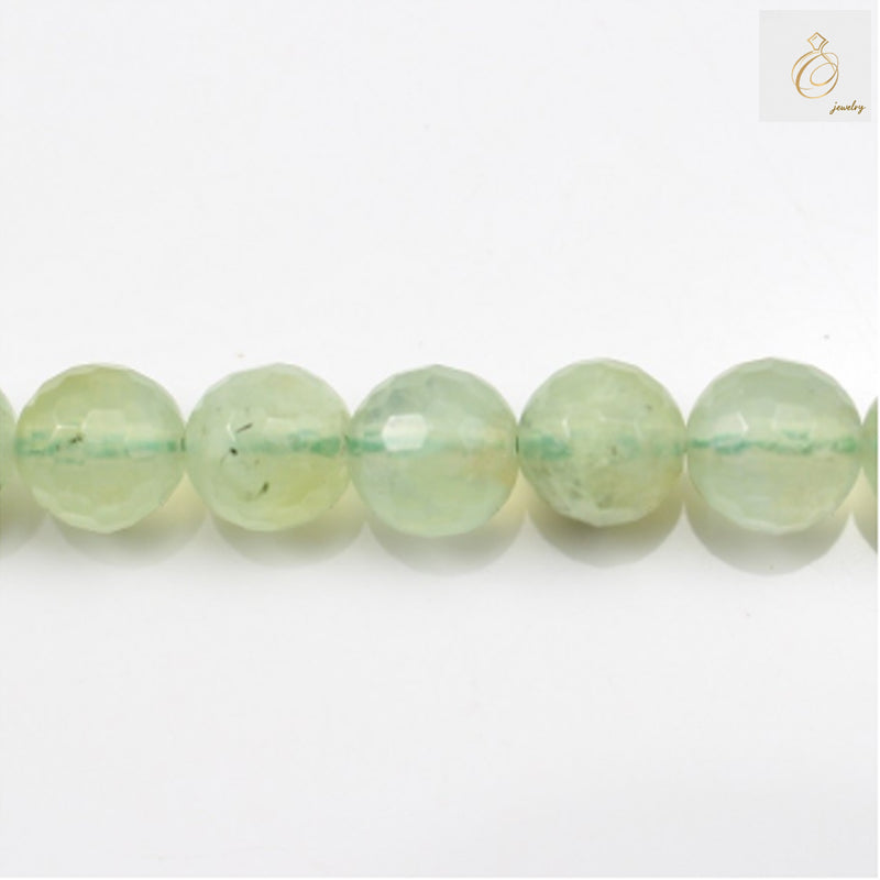 Natural prehnite gemstone beads 10mm faceted round strand
