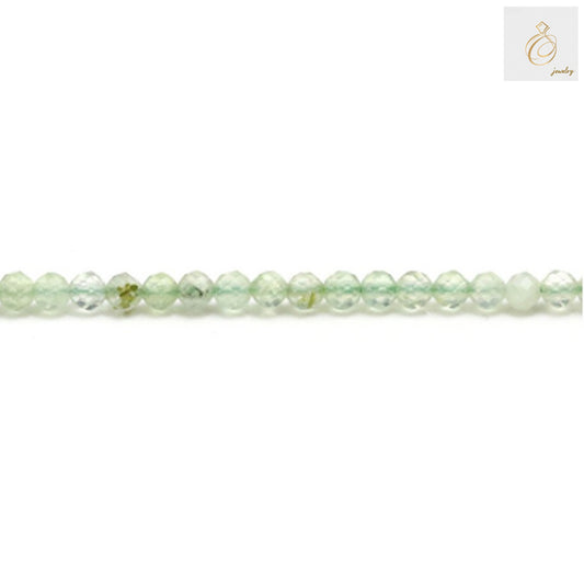 Natural prehnite beads strand, faceted round 3mm gemstone beads for jewelry making
