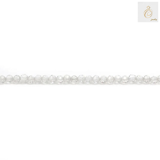 Natural 3mm rock crystal beads strand with faceted round cut for jewelry making