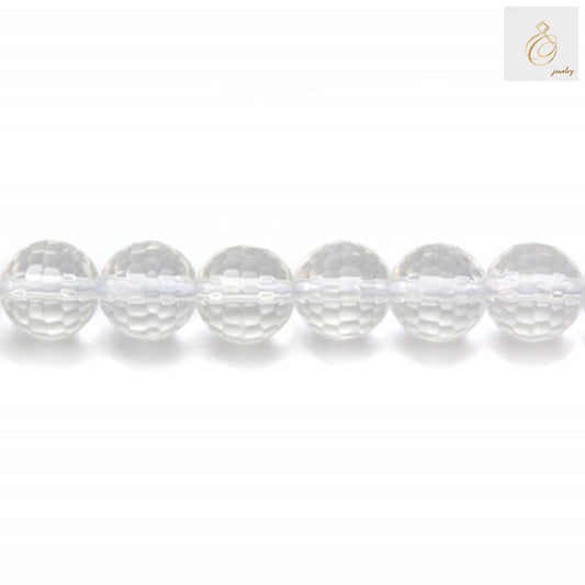 Natural rock crystal beads strand with 4mm faceted round gemstones for jewelry making