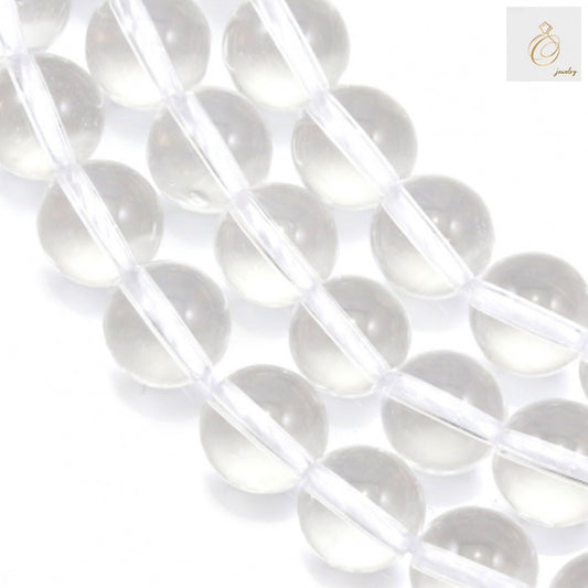 Natural clear rock crystal beads strand, 12mm round beads with 1.5mm holes, approximately 32 beads per strand for jewelry making