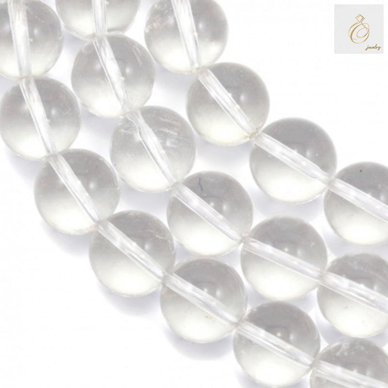 Natural clear rock crystal beads strand, 16mm round gemstone beads for jewelry making