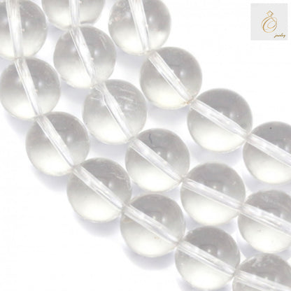 Natural clear rock crystal beads strand, 16mm round gemstone beads for jewelry making
