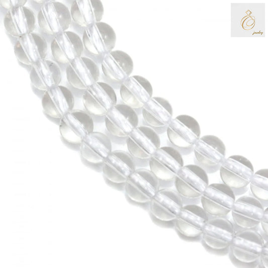 Natural rock crystal beads strand, 4mm round beads with 1mm holes, approximately 92 pieces for jewelry making