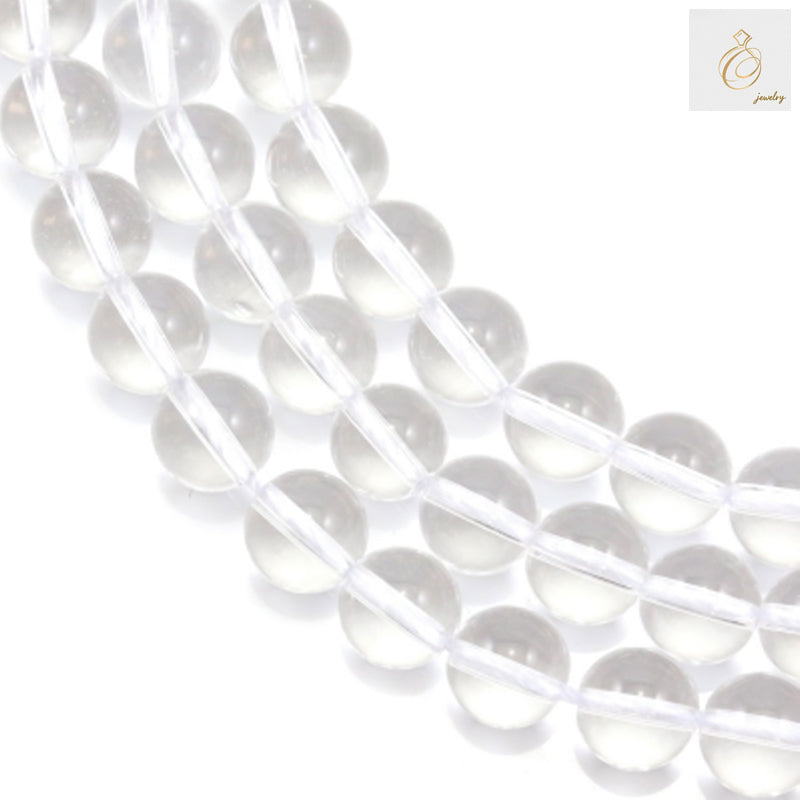 Natural rock crystal beads strand, 6mm round beads with 1mm holes, approximately 61 pieces per strand