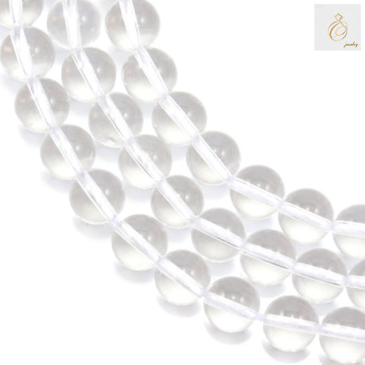 Natural rock crystal beads strand, 6mm round beads with 1mm holes, approximately 61 pieces per strand