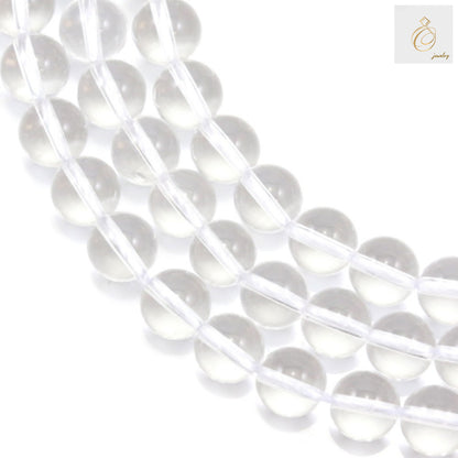 Natural rock crystal beads strand, 8mm round clear gemstone beads with 1mm holes, approximately 45 beads per strand