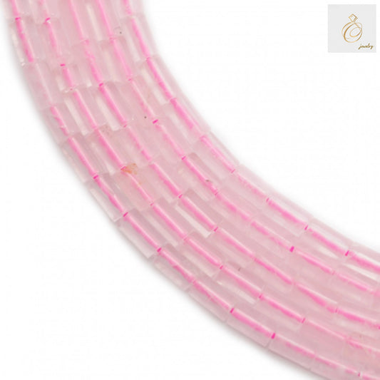 Natural Rose Quartz Cylinder Beads 2x4mm - Premium Quality Gemstone Beads for Jewelry Making