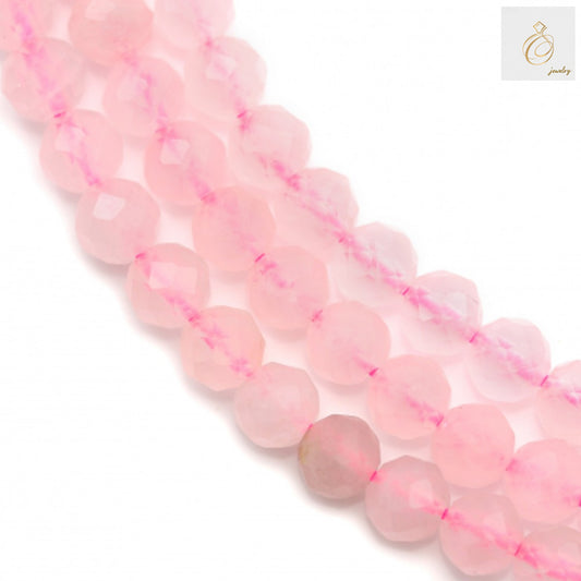 Natural rose quartz beads strand, 4mm faceted round gemstone beads with 0.8mm holes, approximately 93 beads per strand