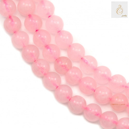 Natural rose quartz round beads strand, 4mm diameter with 0.8mm holes, showing approximately 94 pink gemstone beads for jewelry making
