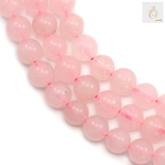 Natural rose quartz round beads strand, 6mm diameter with 1mm holes, approximately 63 beads per strand for jewelry making