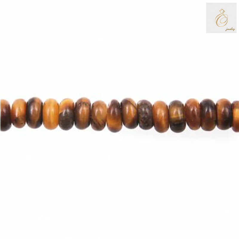 Natural tiger's eye abacus beads strand showing golden-brown gemstone beads with distinctive chatoyant bands, 2x4mm size, approximately 174 beads per strand for jewelry making