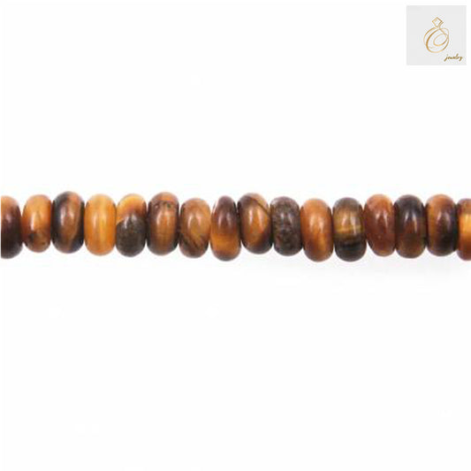 Natural tiger's eye abacus beads strand showing golden-brown gemstone beads with distinctive chatoyant bands, 2x4mm size, approximately 174 beads per strand for jewelry making