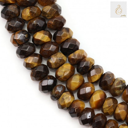 Natural yellow tiger's eye faceted abacus beads strand, 4x6mm size with golden chatoyancy effect, 15-16 inch length for jewelry making
