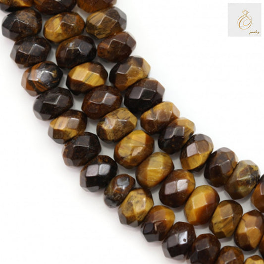 Natural yellow tiger's eye faceted abacus beads strand, 4x6mm size with golden chatoyancy effect, 15-16 inch length for jewelry making