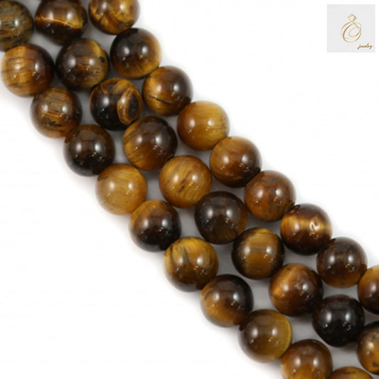 Natural yellow tiger's eye beads strand, 6mm round gemstone beads with golden chatoyancy, 39-40cm length for jewelry making