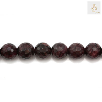 Strand of 38 natural garnet beads, 10mm round faceted, jewelry making supplies