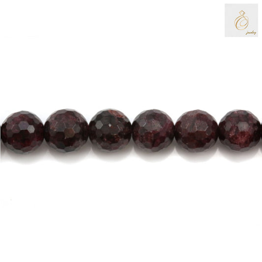 Strand of 38 natural garnet beads, 10mm round faceted, jewelry making supplies