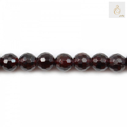 6mm natural garnet beads arranged in strand for jewelry making