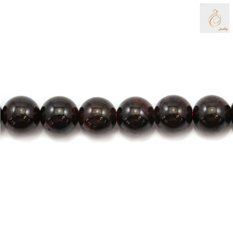 10mm natural garnet beads arranged in strand for jewelry making