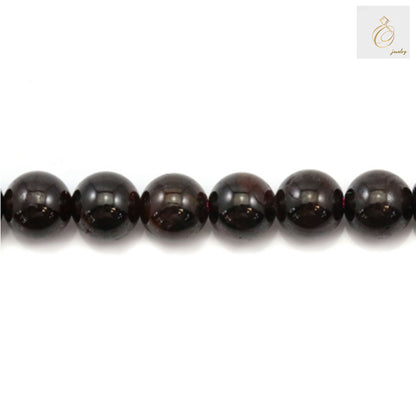 10mm natural garnet beads arranged in strand for jewelry making