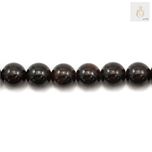 10mm natural garnet beads arranged in strand for jewelry making